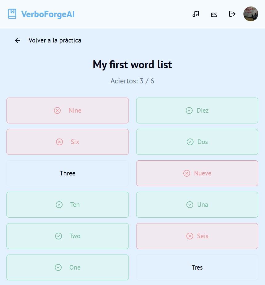 VerboForgeAI Practice Mode on a tablet